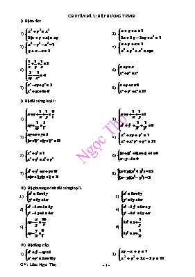 Chuyên đề Hệ phương trình lớp 9